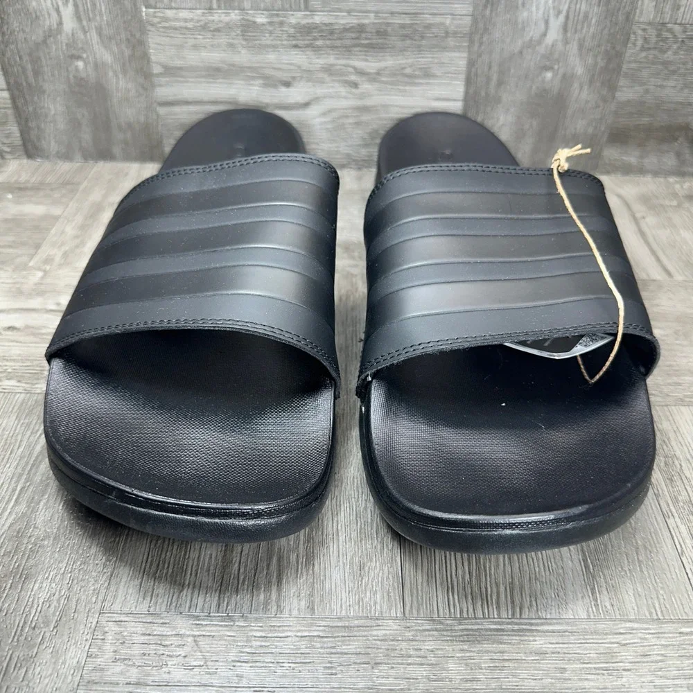 Adidas Adilette Comfort Mens Size 14 Black Slides Sandals Athletic NEW GZ5896